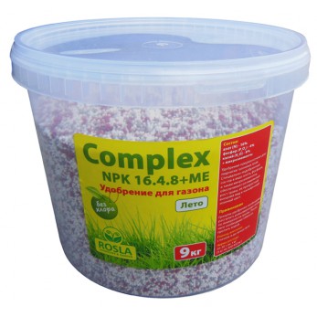 Комплексное минеральное удобрение для газона Complex (Комплекс), 9кг, NPK 16.4.8+ME, Лето Комплексное минеральное удобрение для газона Complex (Комплекс), 9кг, NPK 16.4.8+ME, Лето